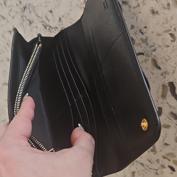 Prada Black Saffiano Leather Wallet with Gold Logo - Like New - Picture 10 of 17